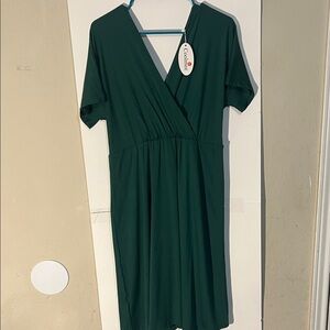 Coolmee Women's Forest Green Midi Dress